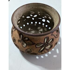 VINTAGE Handcrafted Ceramic Votive Candleholder SIGNED and numbered 558